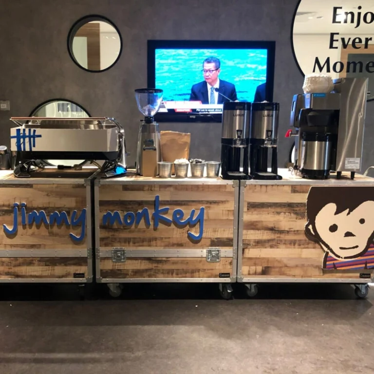 Jimmy Monkey mobile barista station counter for Event coffee setup Singapore.