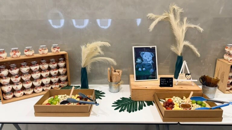 Catering setup featuring Party Platters for Corporate Events in Singapore with parfaits.